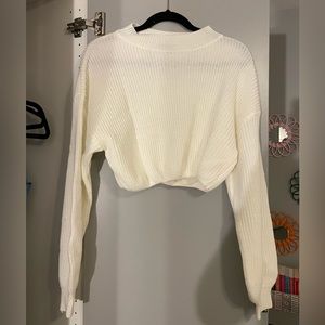 White Cropped Sweater